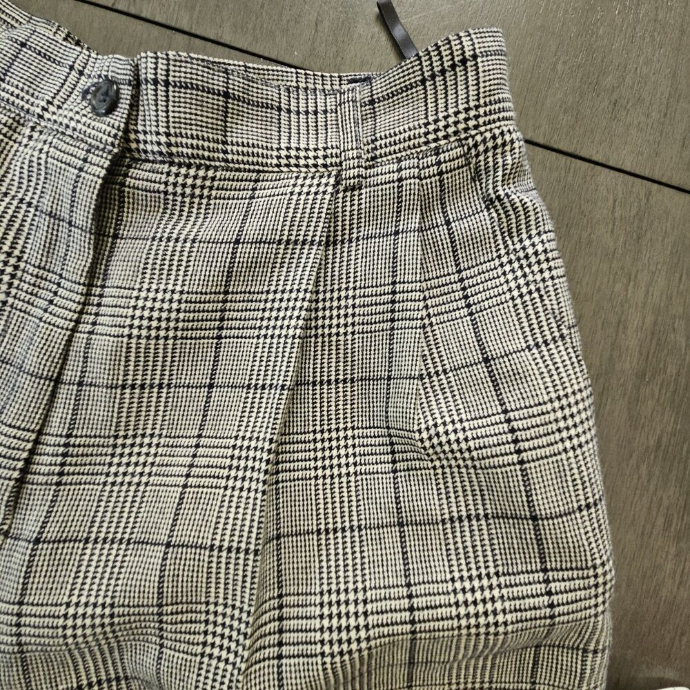 Vtg Talbots Women's Glen Check Plaid Wool Pants Pleated High Waisted Academia - Picture 5 of 8
